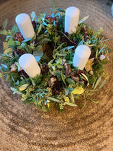 Indlæs billede til gallerivisning Adventskrans med bloklys