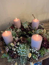 Indlæs billede til gallerivisning Adventskrans med bloklys