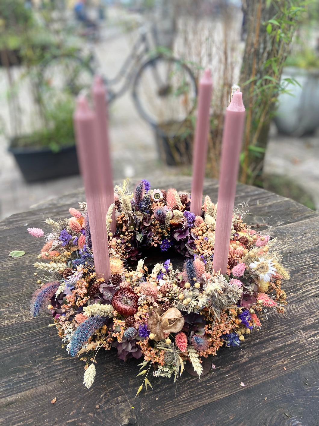 Pastel Evighed Adventskrans med stagelys