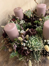 Indlæs billede til gallerivisning Adventskrans med bloklys
