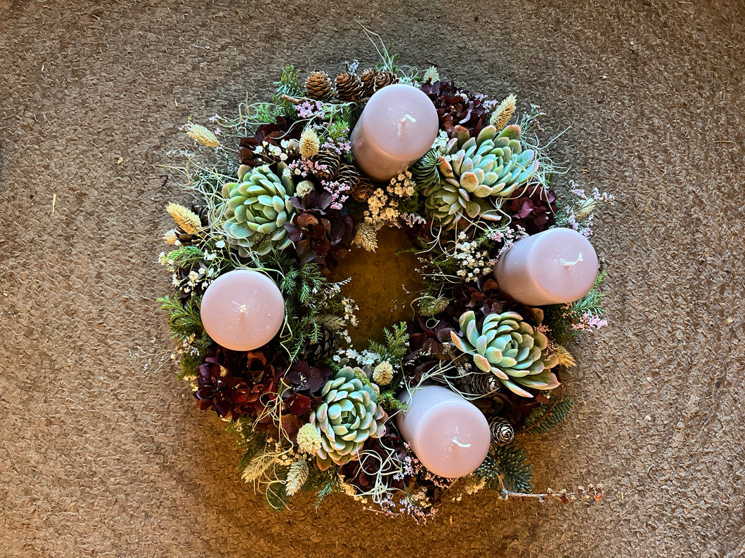 Adventskrans med bloklys